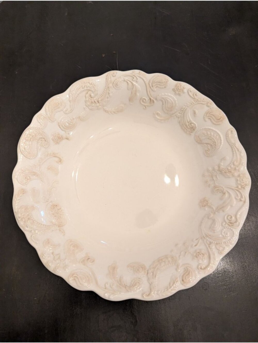 Roscher & Co Embossed Ceramic Bowl Fiscontinued Paisley Collection MCM Entertain